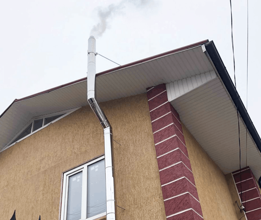 установка газового дымохода