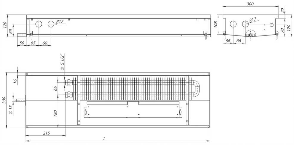 konvektory carrera cv hydro 120 prinuditelnaya konvekciya odin teploobmennik 300x120mm s drenagnym otverstiemrazmery