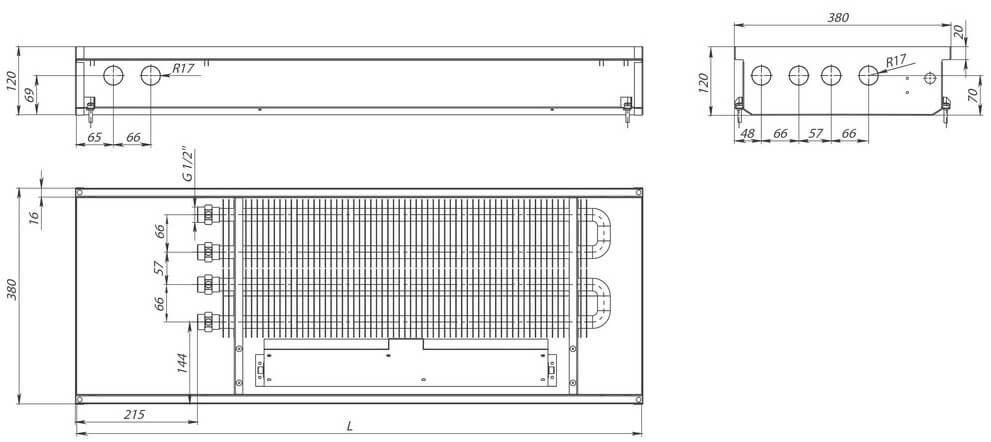 konvektory carrera cv2 inox 120 принудительна konvektsiya два teploobmennika 380x120mmrazmery