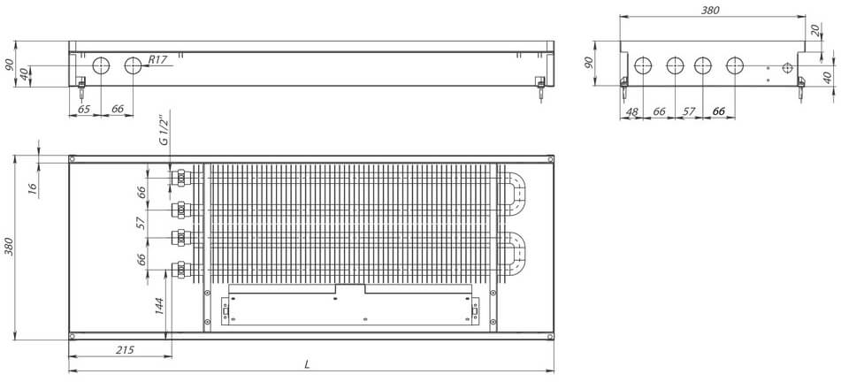 konvektory carrera cv2 inox 90 принудительна konvektsiya два teploobmennika 380x90mmrazmery