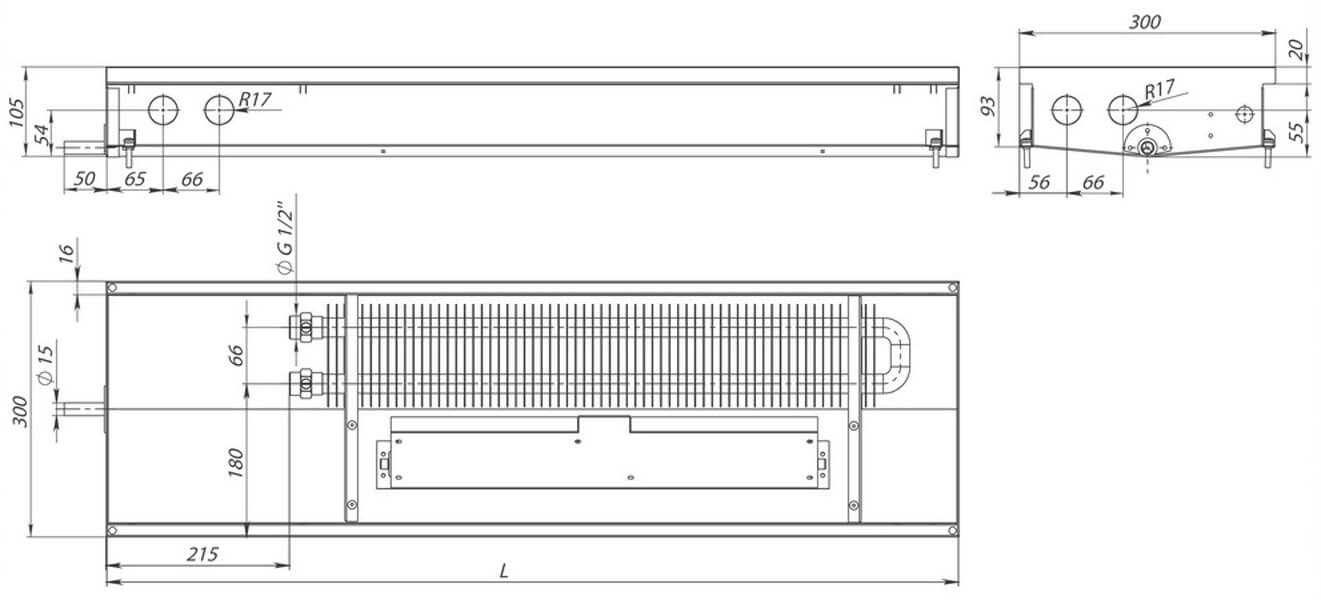 konvektory carrera sv hydro 90 prinuditelnaya konvekciya odin teploobmennik 300x90mm s drenagnym otverstiemrazmery1