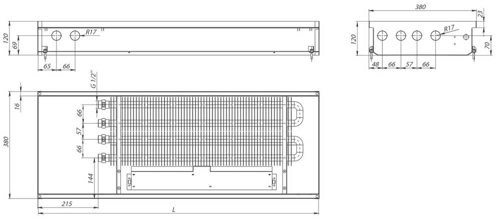 konvektory carrera sv2 inox 120 принудительна konvektsiya два teploobmennika 380x120mmrazmery