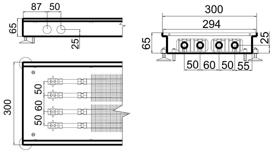 konvektory polvax estestvennoy konvekcii s 2 мя teploobmennikami 300x65mmrazmery
