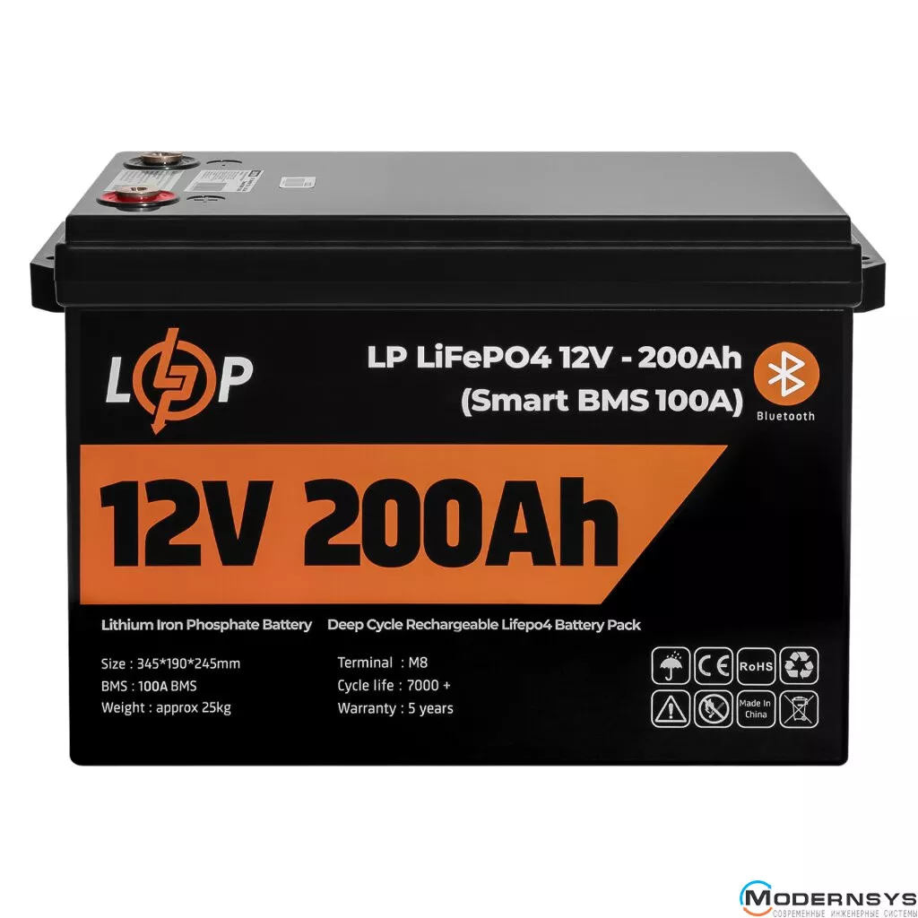 Аккумулятор LogicPower LiFePO4 12V (12,8V) - 200 Ah (2560Wh) (Smart BMS ...
