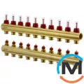 Колектор Danfoss FHF-2F з витратомірами 2+2, Кількість виходів: 2, Тип колектора: З витратомірами, Діаметр вхід/вихід: 1", Діаметр підводів: 3/4", Різьблення підводів: Євроконус, фото 