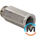 Удлинитель Valtec Никель 1/2х25 мм, Вариант: 25 мм, Тип резьбы: Внутренняя/Наружная, Диаметр резьбы: 1/2", Материал: Латунь никелированная, фото 