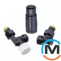 Комплект термостатический Schlosser GZ1/2 x GW1/2 аксиальный с головкой Mini M30x1,5 RAL9005 черный мат, фото 