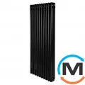 Вертикальный дизайнерский радиатор отопления ARTTIDESIGN Bari III 10/1200/470/50 черный матовый, Подключение радиатора: Нижнее, Исполнение: Вертикальный, Цвет: Черный, Высота (мм): 1200, Ширина (мм): 470, Количество рядов: 3, фото 