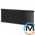 Трубчастий радіатор DeLonghi Multicolumn H=570 3-30 (секцій) конфігурація 0 (бічне 1/2") RAL9005МATT, Підключення радіатора: Бокове, Виконання: Горизонтальний, Колір: Чорний, Діаметр вхід/вихід: 1/2", Висота (мм): 570, Ширина (мм): 1380, Глибина (мм): 107, фото 