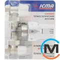 Термостатический комплект Icma KTE 986 1/2" угловой, Диаметр резьбы: 1/2", Исполнение: Угловой, Цвет: Никелированный, Нулевое положение: Есть, Присоединение: M28x1,5, фото 