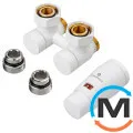 Комплект Schlosser эксклюзивный угловой узел 3/4 x M 22х1,5 головка MINI SH 2 шт. Ниппеля Белый шт, фото 