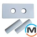Двойная Розетка Schlosser 150/70 мм L=50 + 2 трубки d=22mm белая, фото 