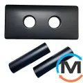 Двойная Розетка Schlosser 150/70 мм L=50 + 2 трубки d=22mm RAL9005 черный мат, фото 