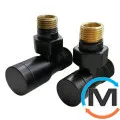 Комплект Schlosser Elegant с ручной регулировкой угловой GZ 1/2 x 15mm Cu RAL9005 черный мат, фото 