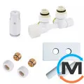 Комплект Schlosser Duo-plex Mini (Comple Selection) угловой левый GZ 1/2 x 15mm Cu белый головка MINI M30x1,5+ Комплект трубок с двойной розеткой, фото 