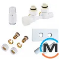 Комплект Schlosser Duo-plex Mini (Comple Selection) угловой левый GZ 1/2 x 16х2 mm PEX белый головка MINI M30x1,5+ Комплект трубок с двойной розеткой, фото 