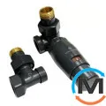 Комплект Schlosser термостатический GZ1/2 x GW1/2 осевой правый с головкой Mini M30x1,5 RAL7016 антрацит мат, фото 