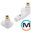 Комплект Schlosser термостатический LUX осевой правый GZ 1/2 х 15mm Cu головка Mini белый, фото 