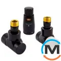 Комплект термостатический LUX угловой Schlosser GZ 1/2 х 15 mm Cu RAL 9005 черный мат, фото 