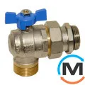 Кран-американка кутовий Bianchi 1" ЗЗ (blue/синій) "метелик" 0÷110 °C, фото 