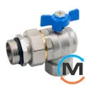 Кран-американка кутовий кульовий Bianchi 1" (blue/синій) "метелик", фото 