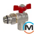 Кран-американка кутовий кульовий Bianchi 1" (red/червоний) "метелик", фото 