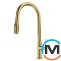 Смеситель для кухни Franke Maris Slim J Pull Down выдвижной излив подвод питьевой воды PVD gold, фото 