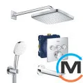 Душевая система скрытого монтажа с термостатом Grohe Grohtherm SmartControl на 3 потребителя хром, фото 