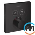 Термостат скрытого монтажа для душа Hansgrohe ShowerSelect на 2 потребителя черный матовый, фото 