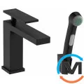 Смеситель для умывальника Hansgrohe Tecturis E 110 с гигиенической лейкой Matt Black, фото 