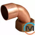 Коліно мідне IBP 90° Мідна накидна гайка 15 - 3/4", Варіант: Просте, Градус (град.): 90, Тип різьблення: Накидна гайка, Діаметр різьблення: 3/4", Діаметр (мм): 15, фото 