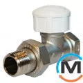 Кран Royal Thermo вентильный термостатический прямой для радиатора 3/4 ", Диаметр резьбы: 3/4", Исполнение: Прямой, Цвет: Никелированный, фото 