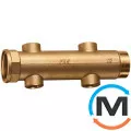 Модульний колектор FAR 4 відведення 1 1/2" x 1" НР, Тип різьблення: Зовнішня, Кількість виходів: 4, Тип колектора: Простий, Діаметр вхід/вихід: 1 1/2", Діаметр підводів: 1", Різьблення підводів: Трубна, Матеріал колектора: Латунь, фото 
