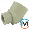 Колено ППР (Серый) 20x45 внутреннее/наружное ASG, Диаметр (мм): 20, Угол: 45, фото 