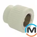 Муфта ППР ASG 40х5/4" (Білий) ВР, Тип різьблення: Внутрішня, Діаметр різьблення: 5/4", Діаметр (мм): 40, фото 