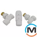 Комплект термостатический Schlosser standart mini, белый, угловой, Диаметр резьбы: 1/2", Исполнение: Угловой, Цвет: Белый, Нулевое положение: Нет, Присоединение: М30х1,5, фото 