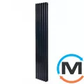 Вертикальный дизайнерский радиатор ARTTIDESIGN Rimini II 6/1800/354/50 черный матовый, Подключение радиатора: Нижнее, Исполнение: Вертикальный, Цвет: Черный, Высота (мм): 1800, Кол-во секций: 6, Длина (мм): 354, Глубина (мм): 103, Количество рядов: 2, фото 