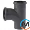 Тройник канализационный Ostendorf HT-Safe 110/110*87˚, Вид канализации: Внутренняя, Тип канализации: Простая, Градус (град.): 90, Модификация: 110/110х87, Цвет: Темно-серый, Диаметр (мм): 100, Материал: Полипропилен PPR, фото 