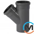 Тройник канализационный Ostendorf HT-Safe 125/110*45˚, Вид канализации: Внутренняя, Тип канализации: Простая, Градус (град.): 45, Модификация: 125/110х45, Цвет: Темно-серый, Диаметр (мм): 125, Материал: Полипропилен PPR, фото 