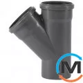 Тройник канализационный Ostendorf HT-Safe 125/125*45˚, Вид канализации: Внутренняя, Тип канализации: Простая, Градус (град.): 45, Модификация: 125/125х45, Цвет: Темно-серый, Диаметр (мм): 125, Материал: Полипропилен PPR, фото 