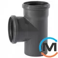 Тройник канализационный Ostendorf HT-Safe 125/125*87˚, Вид канализации: Внутренняя, Тип канализации: Простая, Градус (град.): 90, Модификация: 125/125х87, Цвет: Темно-серый, Диаметр (мм): 125, Материал: Полипропилен PPR, фото 