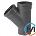 Тройник канализационный Ostendorf HT-Safe 160/160*45˚, Вид канализации: Внутренняя, Тип канализации: Простая, Градус (град.): 45, Модификация: 160/160х45, Цвет: Темно-серый, Диаметр (мм): 160, Материал: Полипропилен PPR, фото 