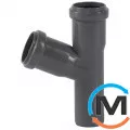 Тройник канализационный Ostendorf HT-Safe 32/32*67˚, Вид канализации: Внутренняя, Тип канализации: Простая, Градус (град.): 67, Модификация: 32/32х67, Цвет: Темно-серый, Диаметр (мм): 32, Материал: Полипропилен PPR, фото 