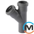 Тройник канализационный Ostendorf HT-Safe 40/40*45˚, Вид канализации: Внутренняя, Тип канализации: Простая, Градус (град.): 45, Модификация: 40/40х45, Цвет: Темно-серый, Диаметр (мм): 40, Материал: Полипропилен PPR, фото 