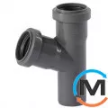 Тройник канализационный Ostendorf HT-Safe 40/40*67˚, Вид канализации: Внутренняя, Тип канализации: Простая, Градус (град.): 67, Модификация: 40/40х67, Цвет: Темно-серый, Диаметр (мм): 40, Материал: Полипропилен PPR, фото 