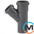 Тройник канализационный Ostendorf HT-Safe 50/40*45˚, Вид канализации: Внутренняя, Тип канализации: Простая, Градус (град.): 45, Модификация: 50/40х45, Цвет: Темно-серый, Диаметр (мм): 50, Материал: Полипропилен PPR, фото 