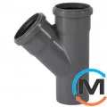 Тройник канализационный Ostendorf HT-Safe 75/75*45˚, Вид канализации: Внутренняя, Тип канализации: Простая, Градус (град.): 45, Модификация: 75/75х45, Цвет: Темно-серый, Диаметр (мм): 75, Материал: Полипропилен PPR, фото 