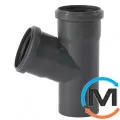 Тройник канализационный Ostendorf HT-Safe 75/75*67˚, Вид канализации: Внутренняя, Тип канализации: Простая, Градус (град.): 67, Модификация: 75/75х67, Цвет: Темно-серый, Диаметр (мм): 75, Материал: Полипропилен PPR, фото 