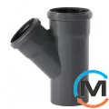 Тройник канализационный Ostendorf HT-Safe 90/75*45˚, Вид канализации: Внутренняя, Тип канализации: Простая, Градус (град.): 45, Модификация: 90/75х45, Цвет: Темно-серый, Диаметр (мм): 90, Материал: Полипропилен PPR, фото 