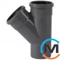 Тройник канализационный Ostendorf HT-Safe 90/90*45˚, Вид канализации: Внутренняя, Тип канализации: Простая, Градус (град.): 45, Модификация: 90/90х45, Цвет: Темно-серый, Диаметр (мм): 90, Материал: Полипропилен PPR, фото 